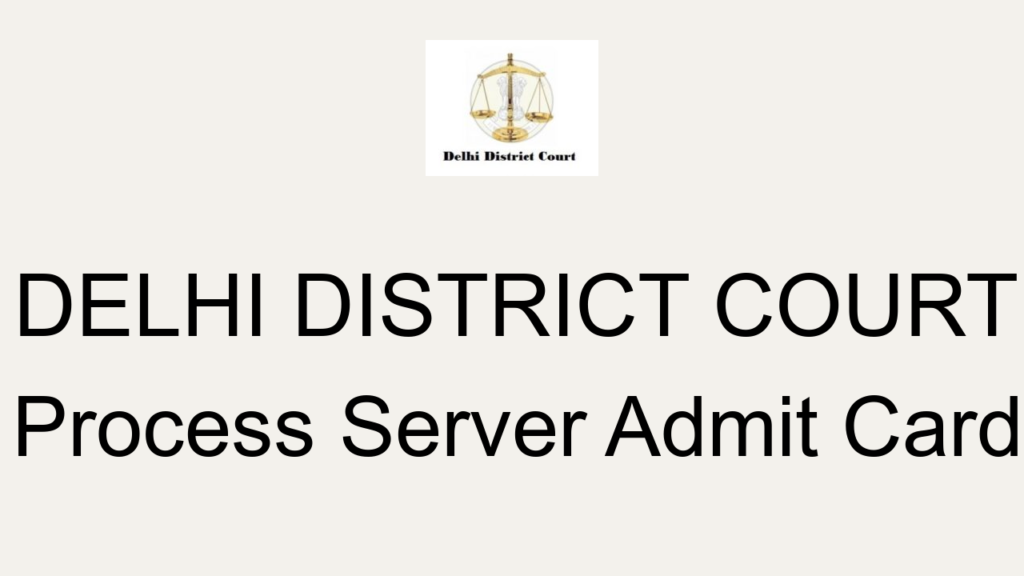 Delhi District Court Process Server Admit Card