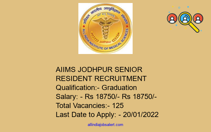 Aiims Jodhpur Senior Resident Recruitment