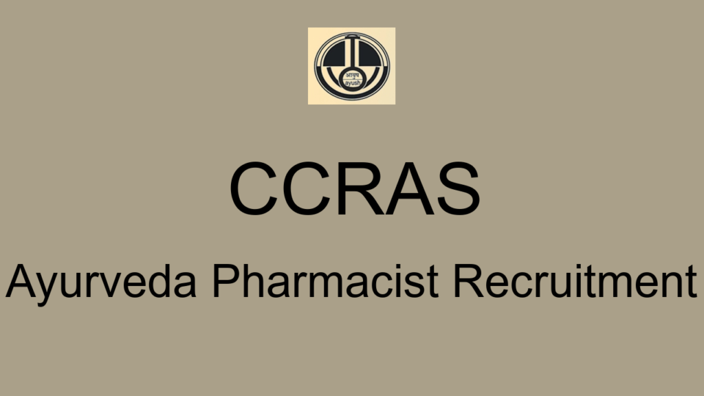 Ccras Ayurveda Pharmacist Recruitment