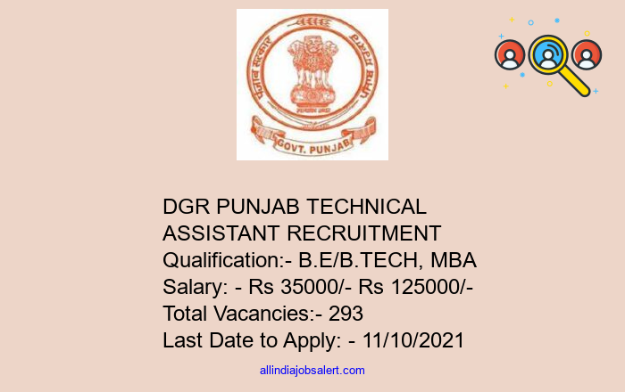 Dgr Punjab Technical Assistant Recruitment