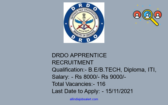 Drdo Apprentice Recruitment