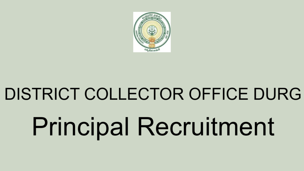 District Collector Office Durg Principal Recruitment