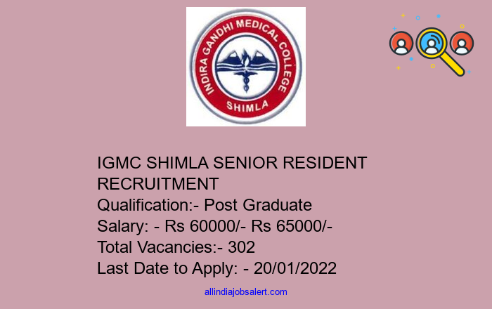 Igmc Shimla Senior Resident Recruitment