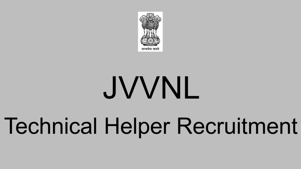 Jvvnl Technical Helper Recruitment