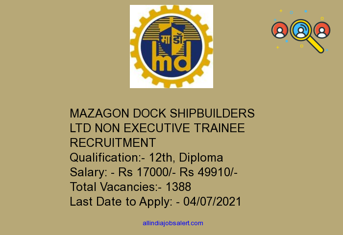 Mazagon Dock Shipbuilders Ltd Non Executive Trainee Recruitment