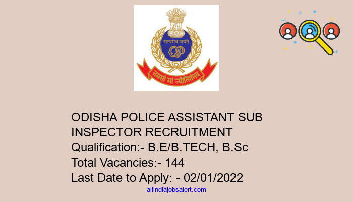 Odisha Police Assistant Sub Inspector Recruitment