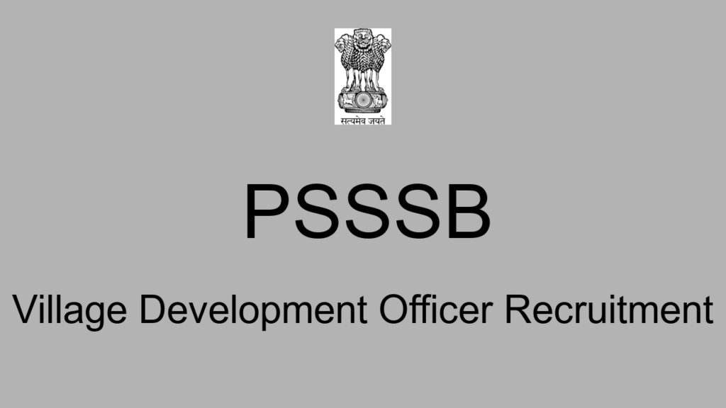 Psssb Village Development Officer Recruitment