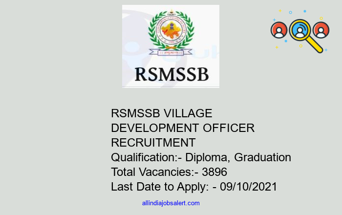 Rsmssb Village Development Officer Recruitment