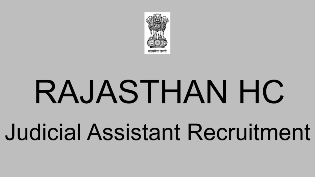 Rajasthan Hc Judicial Assistant Recruitment