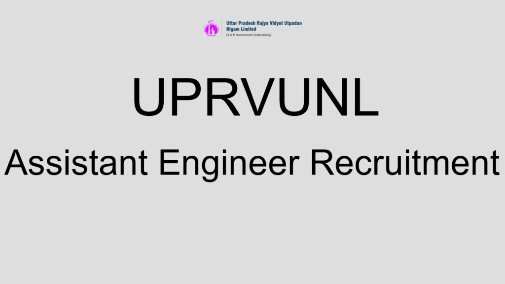 Uprvunl Assistant Engineer Recruitment