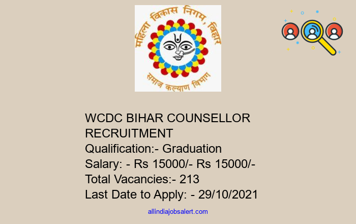 Wcdc Bihar Counsellor Recruitment