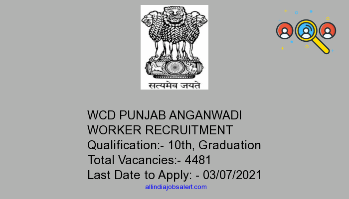 Wcd Punjab Anganwadi Worker Recruitment