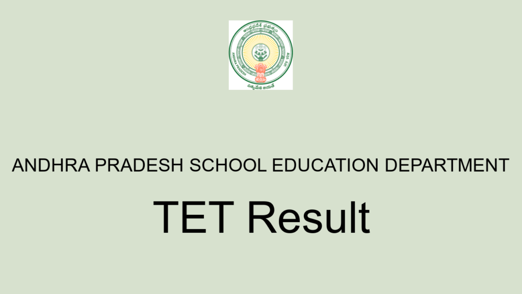 Andhra Pradesh School Education Department Tet Result