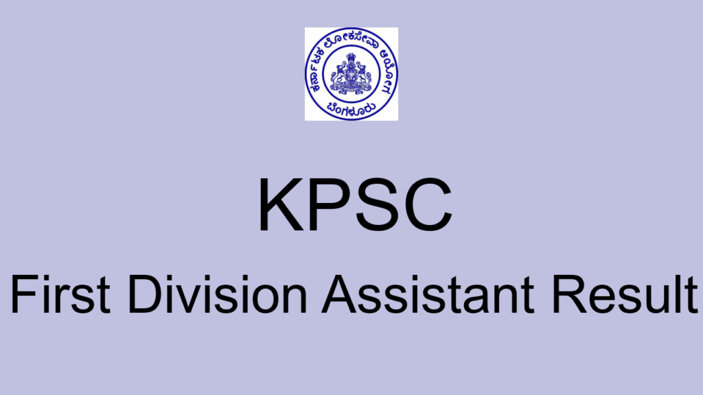 Kpsc First Division Assistant Result