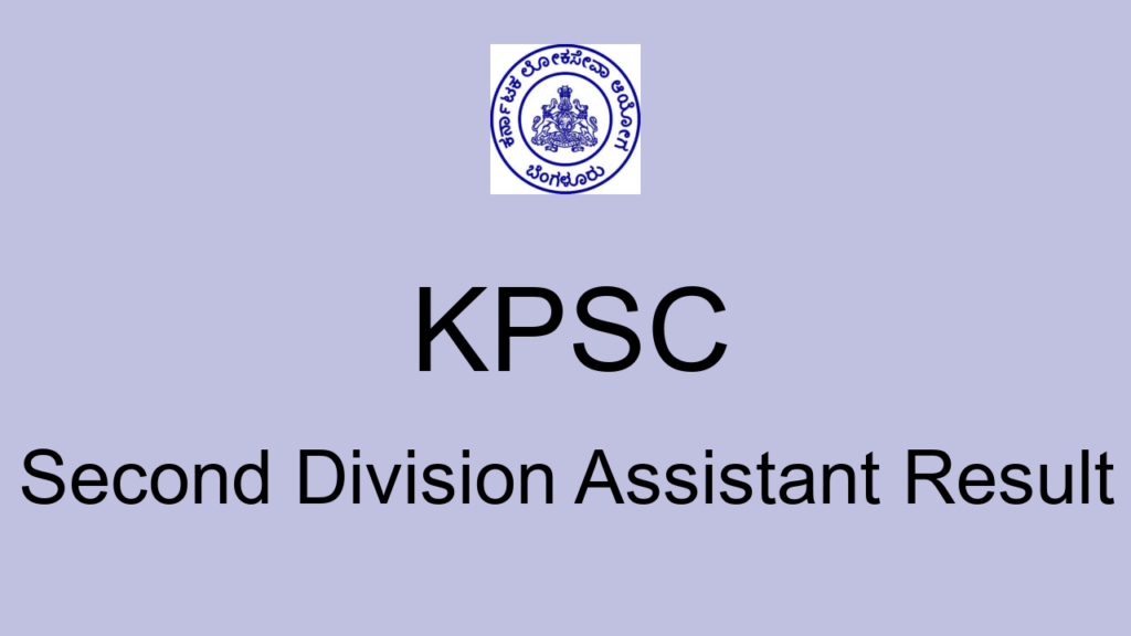 Kpsc Second Division Assistant Result