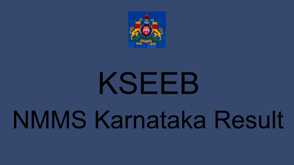 Kseeb Nmms Karnataka Result