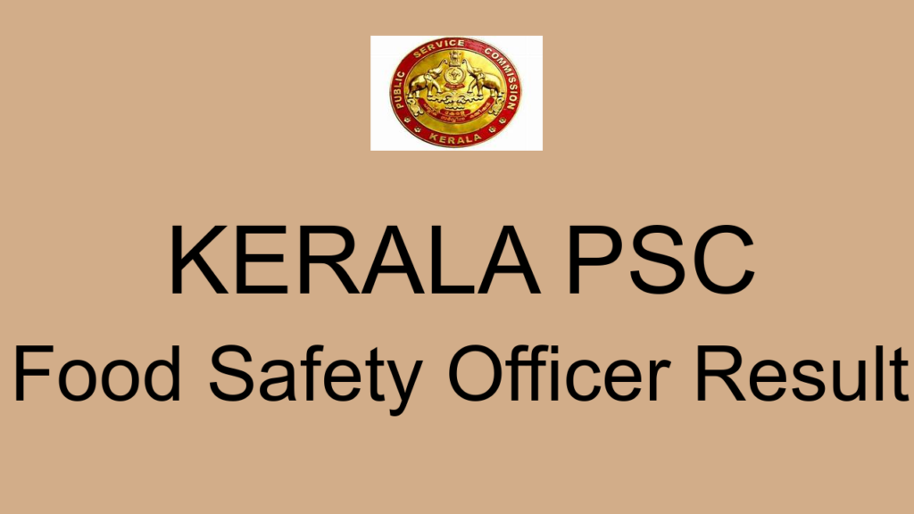 Kerala Psc Food Safety Officer Result