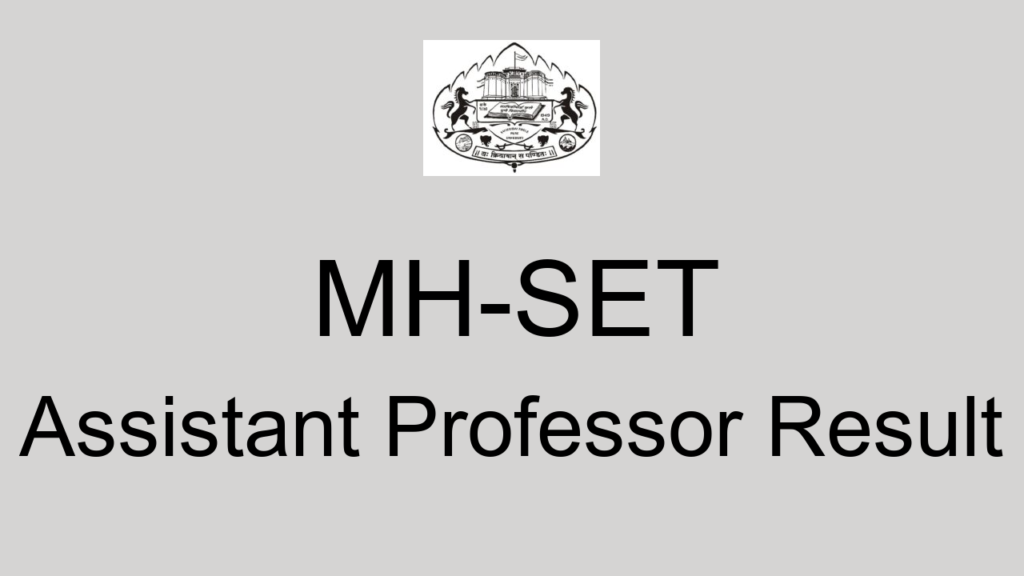 Mh Set Assistant Professor Result