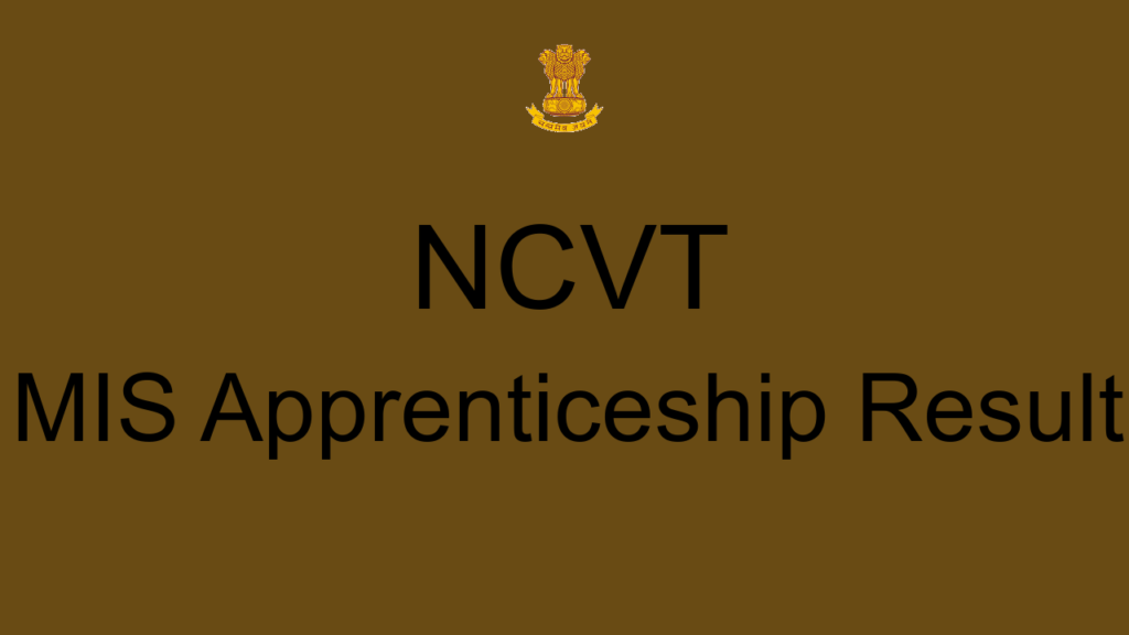 Ncvt Mis Apprenticeship Result