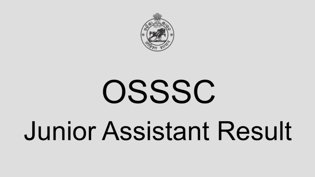 Osssc Junior Assistant Result