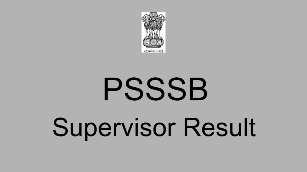 Psssb Supervisor Result