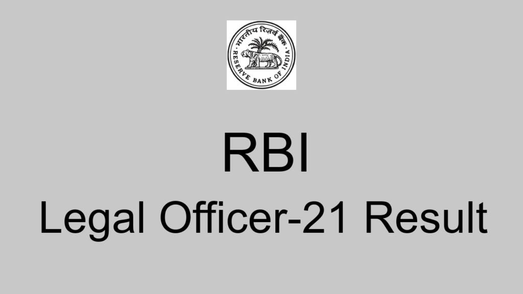 Rbi Legal Officer 21 Result