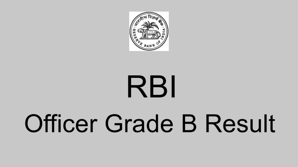Rbi Officer Grade B Result