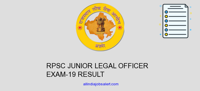 Rpsc Junior Legal Officer Exam 19 Result
