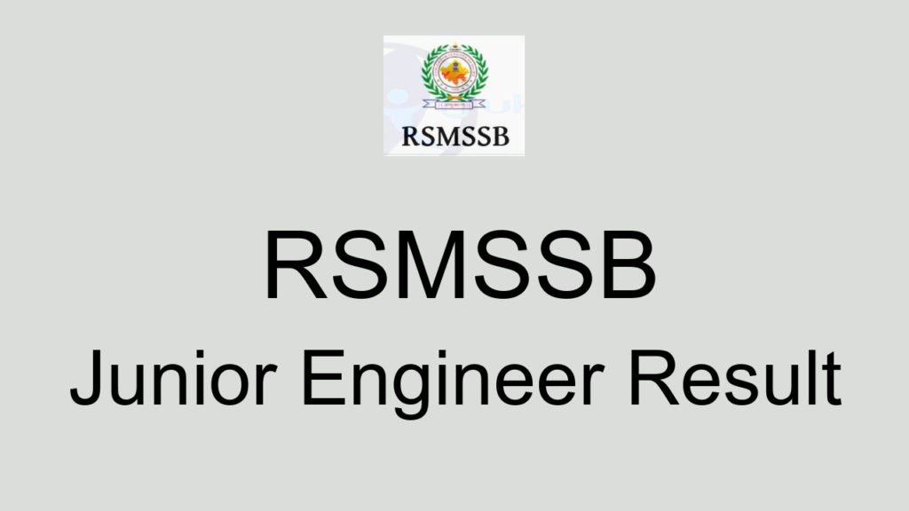 Rsmssb Junior Engineer Result