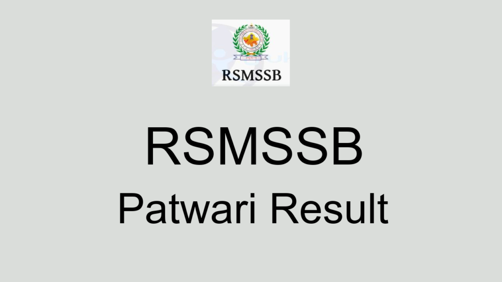 Rsmssb Patwari Result