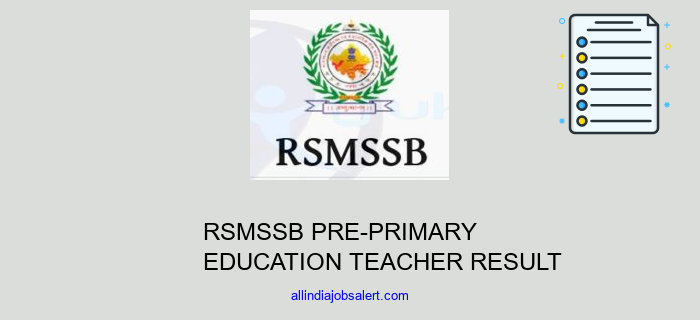 Rsmssb Pre Primary Education Teacher Result