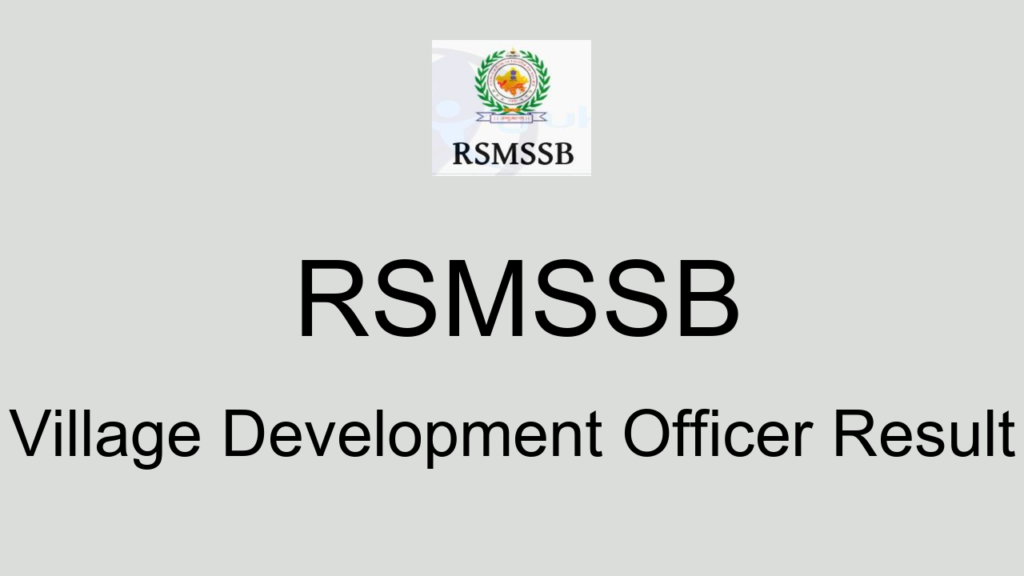 Rsmssb Village Development Officer Result