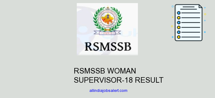 Rsmssb Woman Supervisor 18 Result