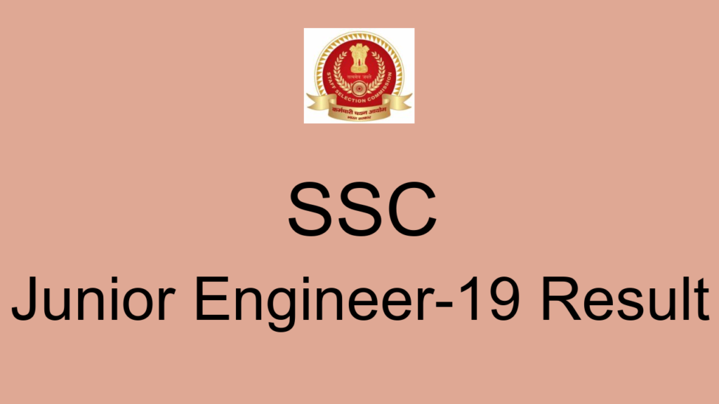 Ssc Junior Engineer 19 Result