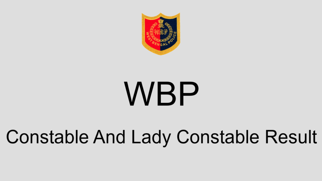 Wbp Constable And Lady Constable Result