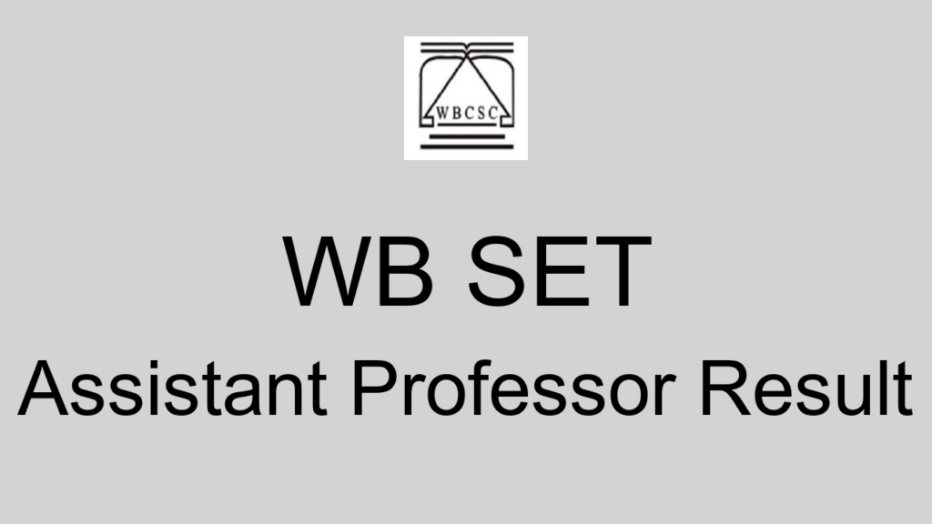 Wb Set Assistant Professor Result