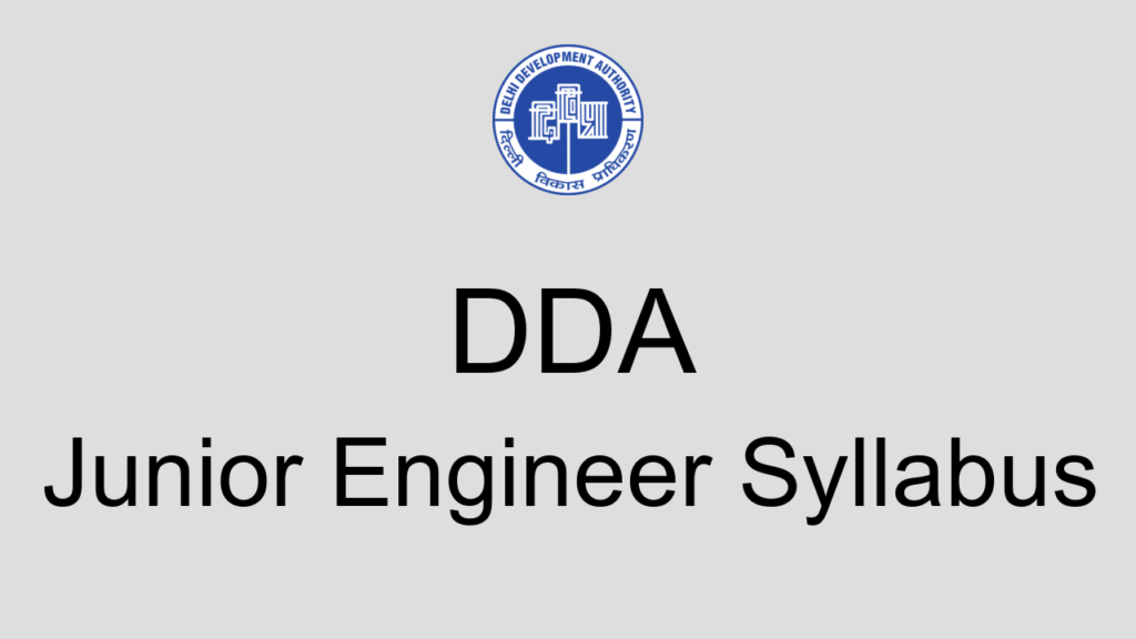 Dda Junior Engineer Syllabus