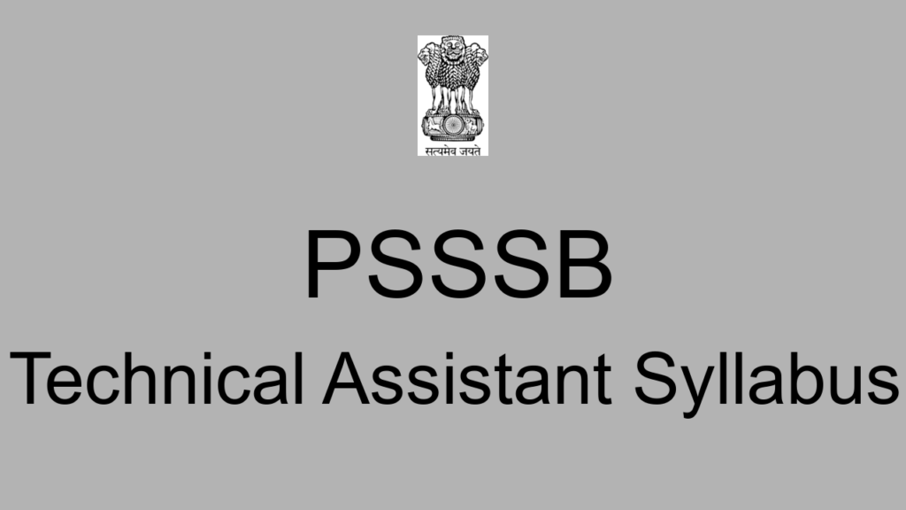 Psssb Technical Assistant Syllabus
